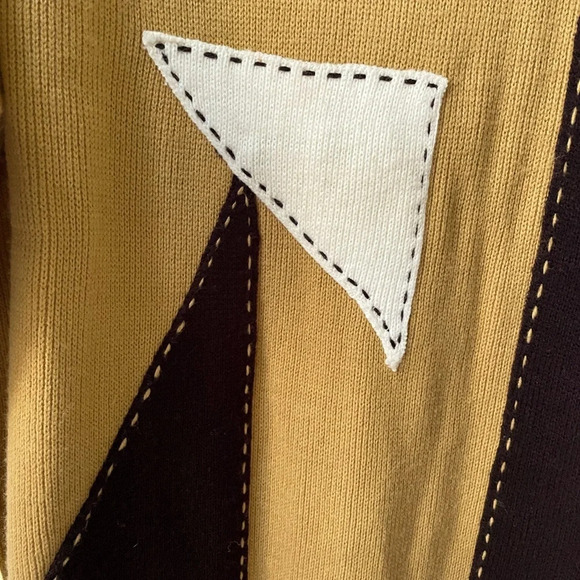 Bare Fox men’s 2XL crew neck patchwork sweater w/geometric designs & stitching. - Picture 3 of 7